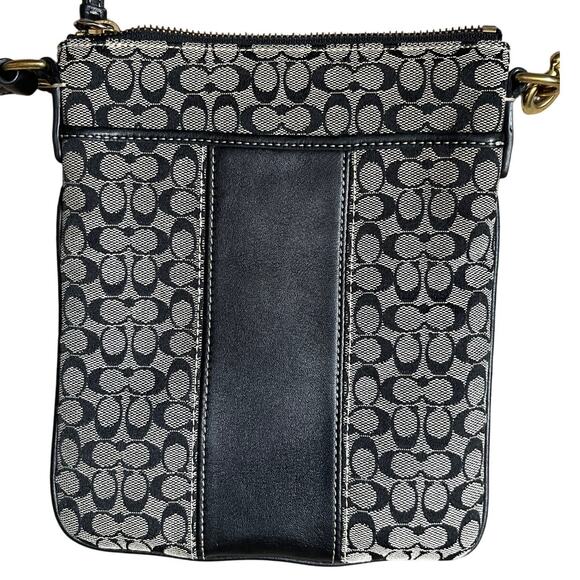 COACH 41069 Sutton Signature Stripe Swing Pack Black Grey Crossbody Purse Bag - Picture 4 of 12